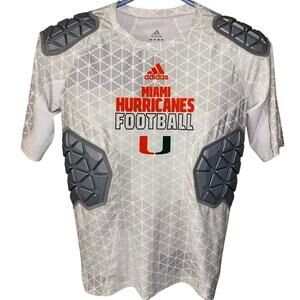 ADIDAS men’s Miami Hurricanes Techfit Padded Compression Football Shirt (large)